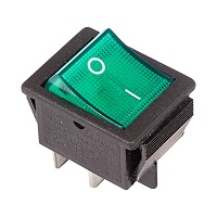 06-0304-B Выключатель клавишный зеленый с подсветкой 250V 16А (4с) ON-OFF (RWB-502, SC-767, IRS-201-1) REXANT (Индивидуальная упаковка 1 шт)
