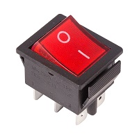 06-0305-B Выключатель клавишный красный с подсветкой 250V 15А (6с) ON-ON (RWB-506, SC-767) REXANT (Индивидуальная упаковка 1 шт)