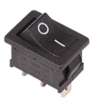 36-2140 Переключатель клавишный черный б/ф Mini 250V 6А (3с) (ON)-ON (RWB-202, SC-768) REXANT