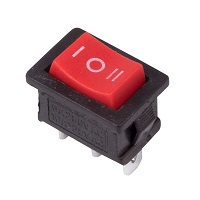 36-2144 Переключатель клавишный красный с нейтралью Mini 250V 6А (3с) ON-OFF-ON (RWB-205, SC-768) REXANT