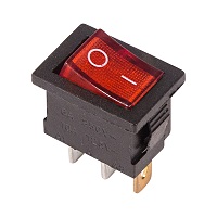 36-2150 Выключатель клавишный красный с подсветкой Mini 250V 6А (3с) ON-OFF (RWB-206, SC-768) REXANT