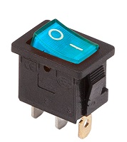 36-2151 Выключатель клавишный синий с подсветкой Mini 250V 6А (3с) ON-OFF (RWB-206, SC-768) REXANT
