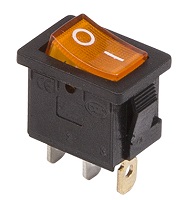 36-2152 Выключатель клавишный желтый с подсветкой Mini 250V 6А (3с) ON-OFF (RWB-206, SC-768) REXANT