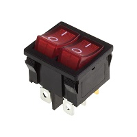 36-2160 Выключатель клавишный красный с подсветкой двойной Mini 250V 6А (6с) ON-OFF (RWB-305) REXANT