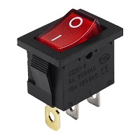 36-2165 Выключатель клавишный красный с подсветкой Mini 24V 15А (3с) ON-OFF REXANT