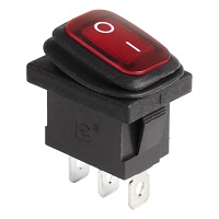36-2175 Выключатель клавишный красный с подсветкой Mini 250V 6А (3с) ON-OFF влагозащита (KCD1-201-4W) REXANT
