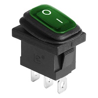 36-2178 Выключатель клавишный зеленый с подсветкой Mini 250V 6А (3с) ON-OFF влагозащита (KCD1-201-4W) REXANT