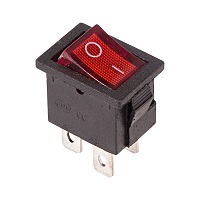 36-2190-1 Выключатель клавишный красный с подсветкой Mini 250V 6А (4с) ON-OFF (RWB-207, SC-768) REXANT (Индивидуальная упаковка 1 шт)