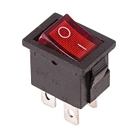 36-2190 Выключатель клавишный красный с подсветкой Mini 250V 6А (4с) ON-OFF (RWB-207, SC-768) REXANT