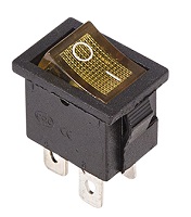 36-2192 Выключатель клавишный желтый с подсветкой Mini 250V 6А (4с) ON-OFF (RWB-207, SC-768) REXANT