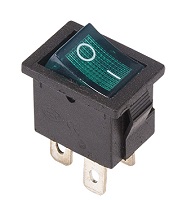 36-2193 Выключатель клавишный зеленый с подсветкой Mini 250V 6А (4с) ON-OFF (RWB-207, SC-768) REXANT
