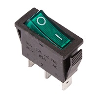 36-2213 Выключатель клавишный зеленый с подсветкой 250V 15А (3с) ON-OFF (RWB-404, SC-791, IRS-101-1C) REXANT
