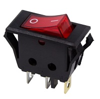 36-2225 Выключатель клавишный красный с подсветкой 250V 15А (3с) ON-OFF (RWB-413, SC-788) REXANT