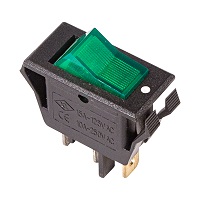 36-2226 Выключатель клавишный зеленый с подсветкой 250V 15А (3с) ON-OFF (RWB-413, SC-788) REXANT