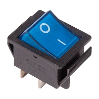 36-2331-1 Выключатель клавишный синий с подсветкой 250V 16А (4с) ON-OFF (RWB-502, SC-767, IRS-201-1) REXANT (Индивидуальная упаковка 1 шт)