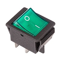 36-2332 Выключатель клавишный зеленый с подсветкой 250V 16А (4с) ON-OFF (RWB-502, SC-767, IRS-201-1) REXANT