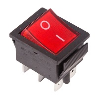 36-2350 Переключатель клавишный красный с подсветкой 250V 15А (6с) ON-ON (RWB-506, SC-767) REXANT