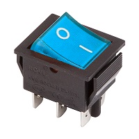 36-2351 Переключатель клавишный синий с подсветкой 250V 15А (6с) ON-ON (RWB-506, SC-767) REXANT