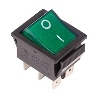 36-2352 Переключатель клавишный зеленый с подсветкой 250V 15А (6с) ON-ON (RWB-506, SC-767) REXANT