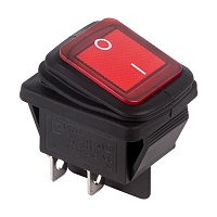 36-2360-1 Выключатель клавишный красный с подсветкой влагозащита 250V 15А (4с) ON-OFF (RWB-507) REXANT (Индивидуальная упаковка 1 шт)