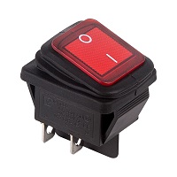 36-2360 Выключатель клавишный красный с подсветкой влагозащита 250V 15А (4с) ON-OFF (RWB-507) REXANT