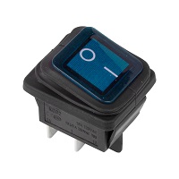 36-2361 Выключатель клавишный синий с подсветкой влагозащита 250V 15А (4с) ON-OFF (RWB-507) REXANT