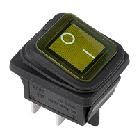 36-2363 Выключатель клавишный желтый с подсветкой влагозащита 250V 15А (4с) ON-OFF (RWB-507) REXANT