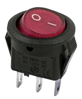 36-2511 Выключатель клавишный круглый красный Micro 250V 3А (2с) ON-OFF (RWB-105, SC-214) REXANT