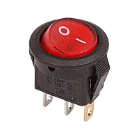 36-2530-1 Выключатель клавишный круглый красный с подсветкой Micro 250V 3А (3с) ON-OFF (RWB-106, SC-214) REXANT (Индивидуальная упаковка 1 шт)