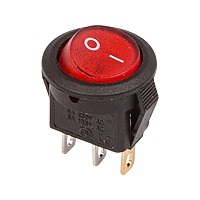36-2530 Выключатель клавишный круглый красный с подсветкой Micro 250V 3А (3с) ON-OFF (RWB-106, SC-214) REXANT