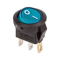 36-2531 Выключатель клавишный круглый синий с подсветкой Micro 250V 3А (3с) ON-OFF (RWB-106, SC-214) REXANT