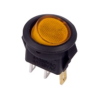 36-2532 Выключатель клавишный круглый желтый с подсветкой Micro 250V 3А (3с) ON-OFF (RWB-106, SC-214) REXANT