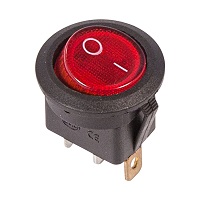 36-2570 Выключатель клавишный круглый красный с подсветкой 250V 6А (3с) ON-OFF (RWB-214, SC-214, MIRS-101-8) REXANT