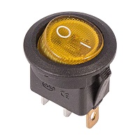 36-2572 Выключатель клавишный круглый желтый с подсветкой 250V 6А (3с) ON-OFF (RWB-214, SC-214, MIRS-101-8) REXANT